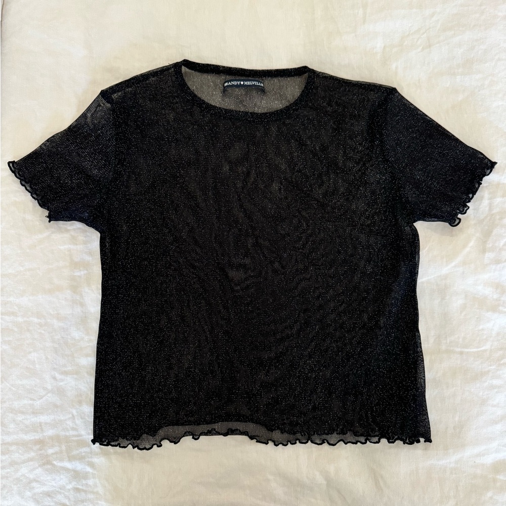 Brandy Melville Black Sheer Crop Top